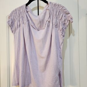 Pilcro Light Purple Ruched Sleeve Top
